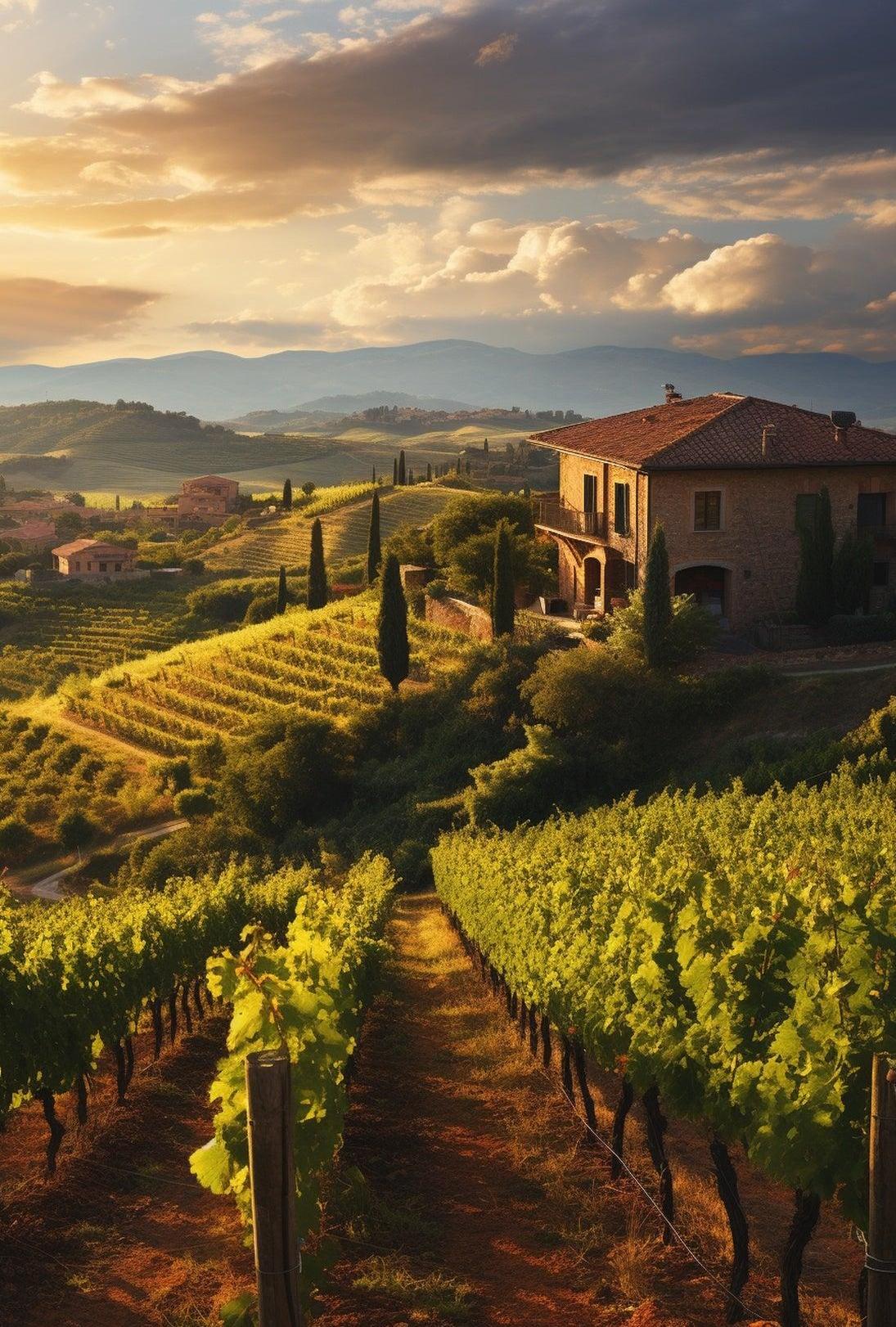 Tuscany Vineyard Landscape Travel Poster