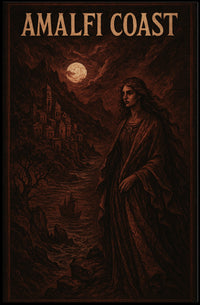 Amalfi Coast Mystical Night Poster Wall Art Coastal Decor