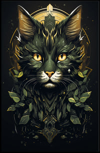 Majestic Cat in Mystical Geometric Nature Poster
