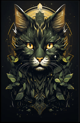 Majestic Cat in Mystical Geometric Nature Poster