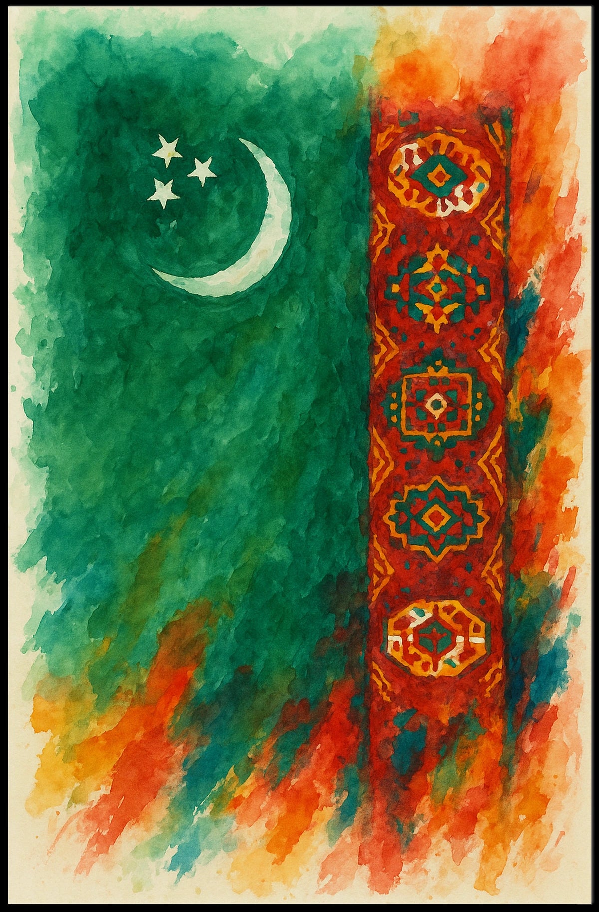 Turkmenistan National Symbol Revered Heritage Scenic Majesty Captivating Travel Inspired Wall Art Poster