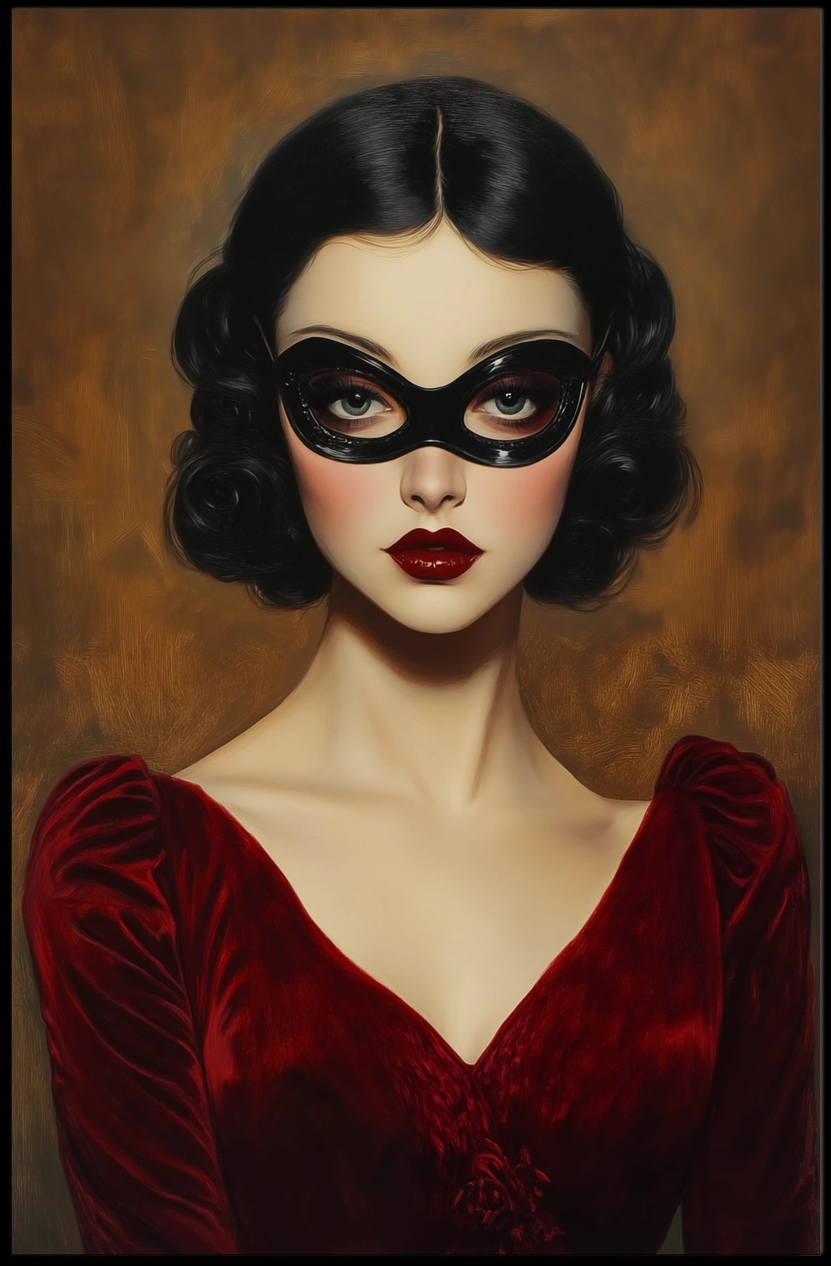 Woman in Red Dress Vintage Elegant Mysterious Poster
