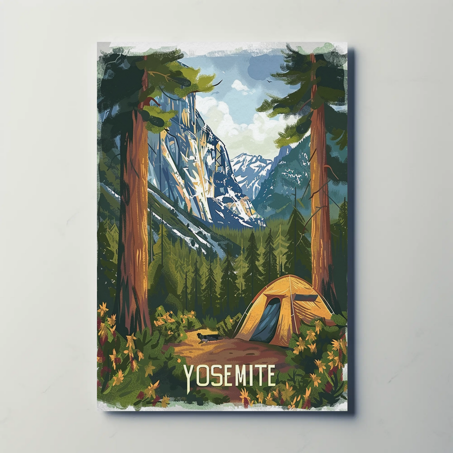 Yosemite National Park Tent View Travel Poster