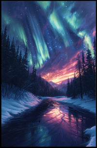 Aurora Over A Winter Landscape Poster