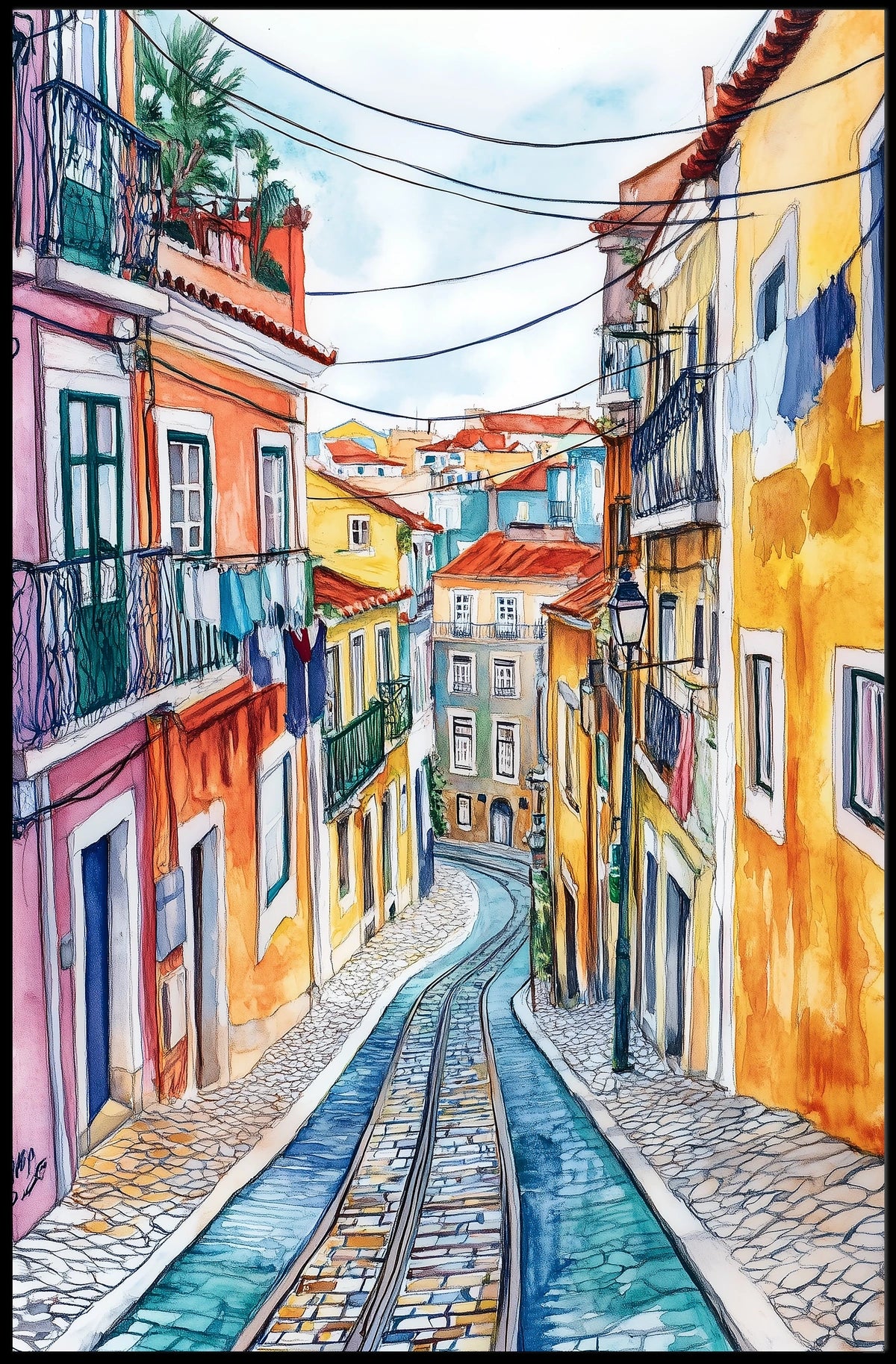 Portugal Lisbon Alfama Street View Cityscape Poster