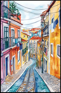 Portugal Lisbon Alfama Street View Cityscape Poster