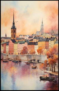 Charming European Townscape With Historical European Travel Poster