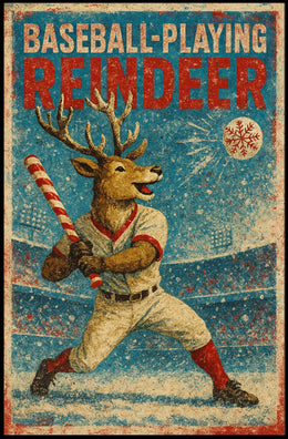 Baseball-Playing Reindeer Poster