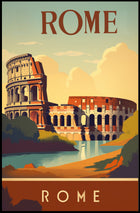 Colosseum Vintage Travel Poster: Rome's Iconic Landmark Illustration