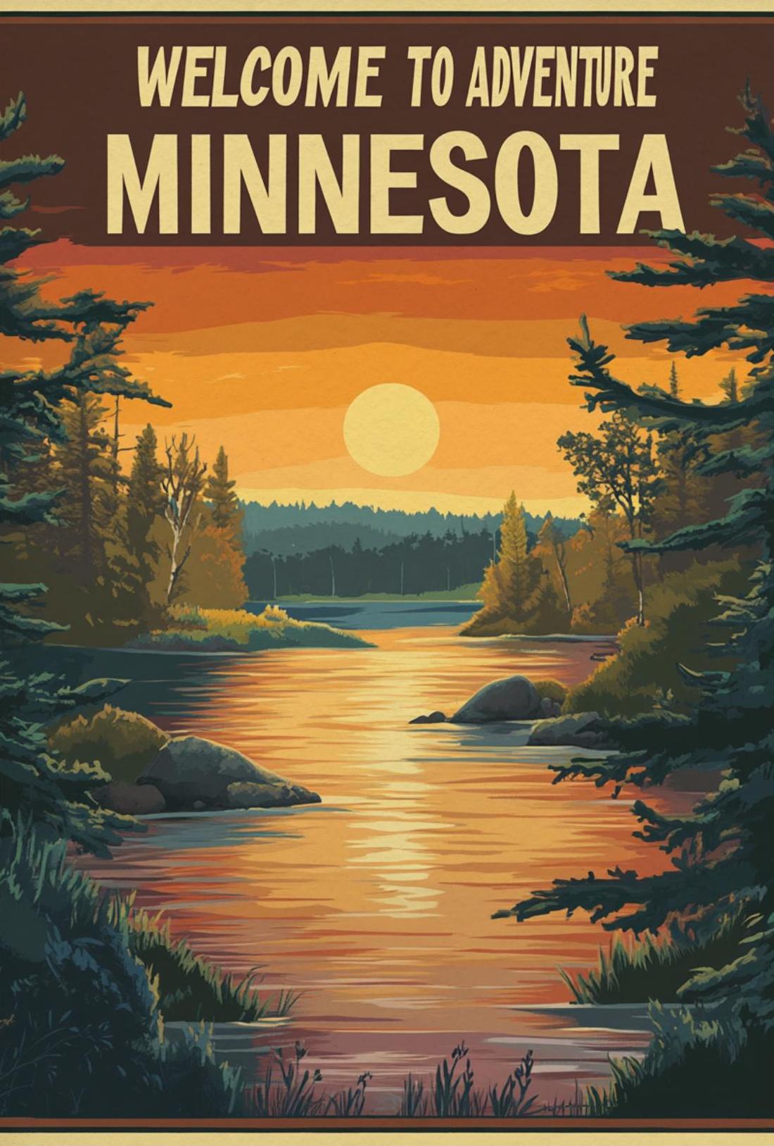 Welcome to Adventure - Minnesota Vintage Travel Poster