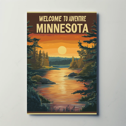 Welcome to Adventure - Minnesota Vintage Travel Poster