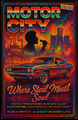 Motor City – Where Steel Meets Soul Poster PosterGoat