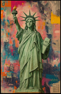 Statue of Liberty Vibrant Pop Art Poster - Abstract, Artistic, or Pop Culture Poster