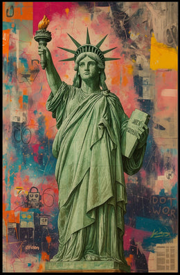 Statue of Liberty Vibrant Pop Art Poster - Abstract, Artistic, or Pop Culture Poster