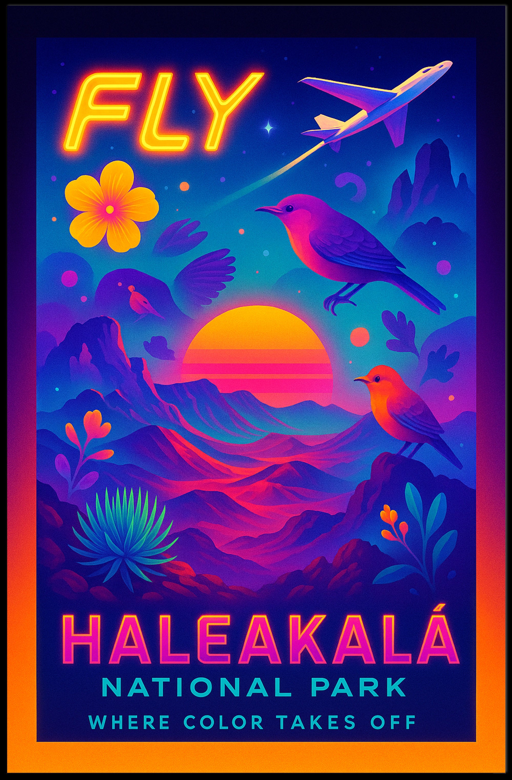 Fly to Haleakalā Wall Art Print