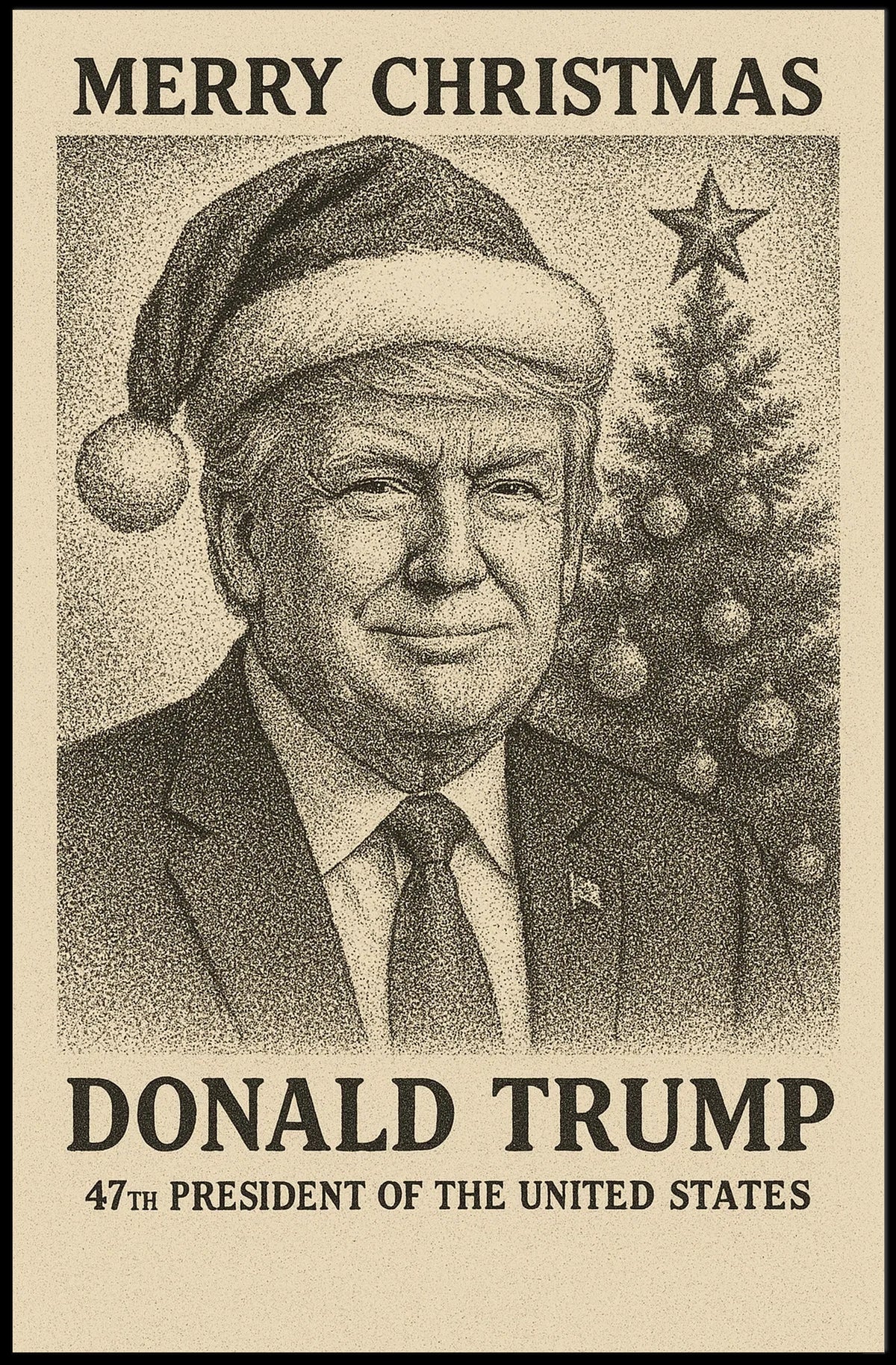 Vintage Santa Sepia Christmas Holiday Wall Art Poster