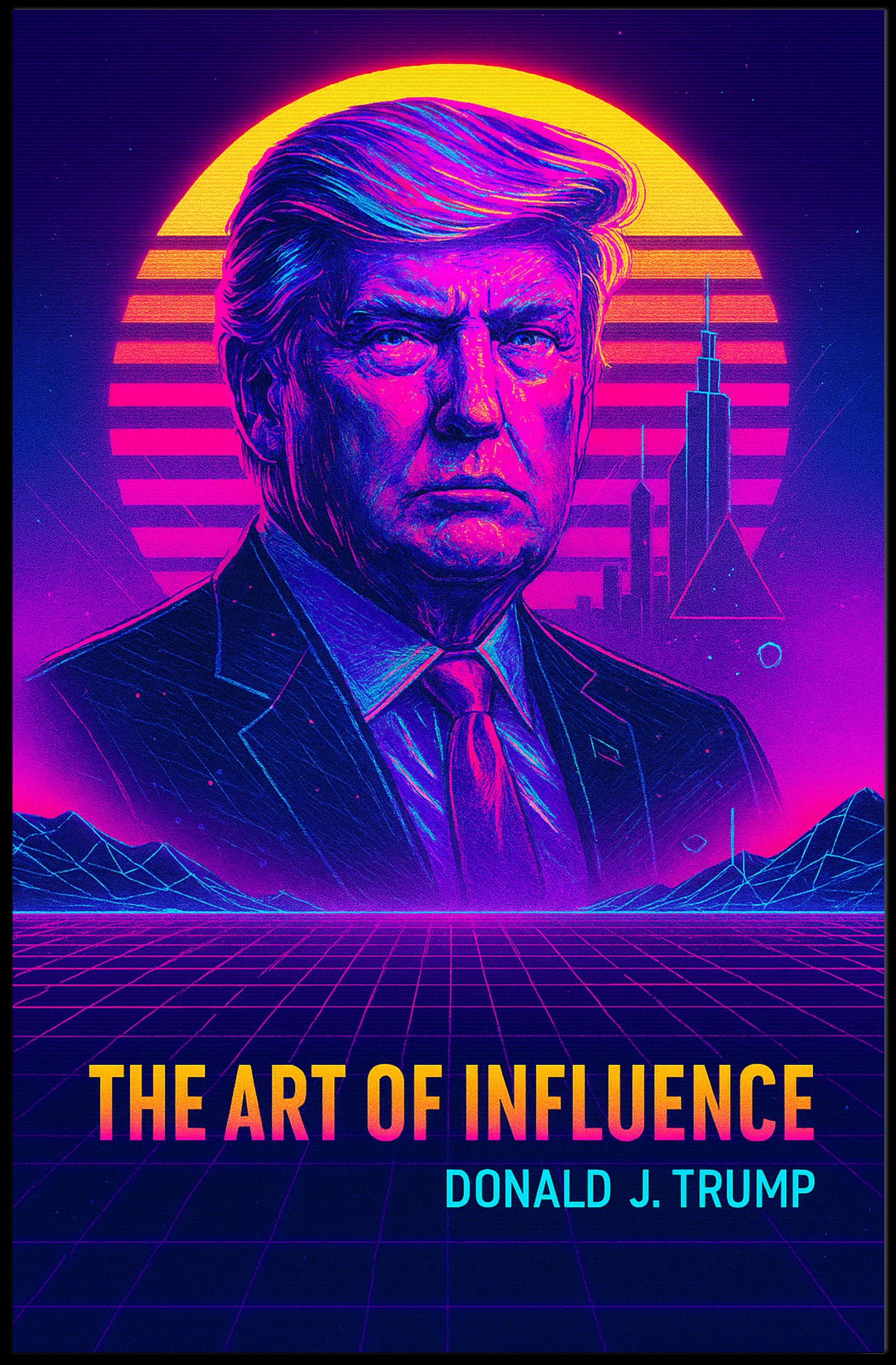 The Art of Influence Donald Trump Neon Retro-Futuristic Poster