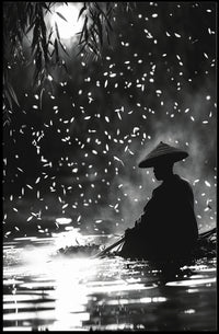 Serene Moonlit Water Journey: Artistic Poster PosterGoat