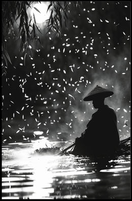 Serene Moonlit Water Journey: Artistic Poster PosterGoat