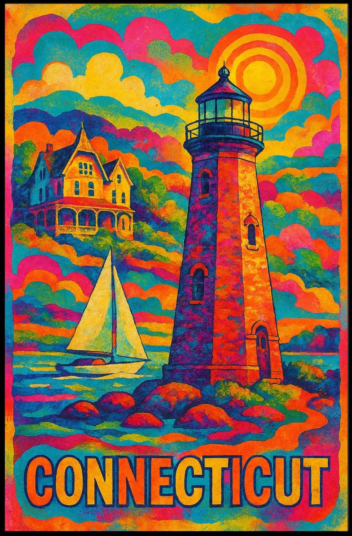 Vibrant Connecticut Lighthouse Poster