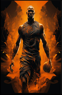 Basketball Athlete in Fiery Abstract Action Poster