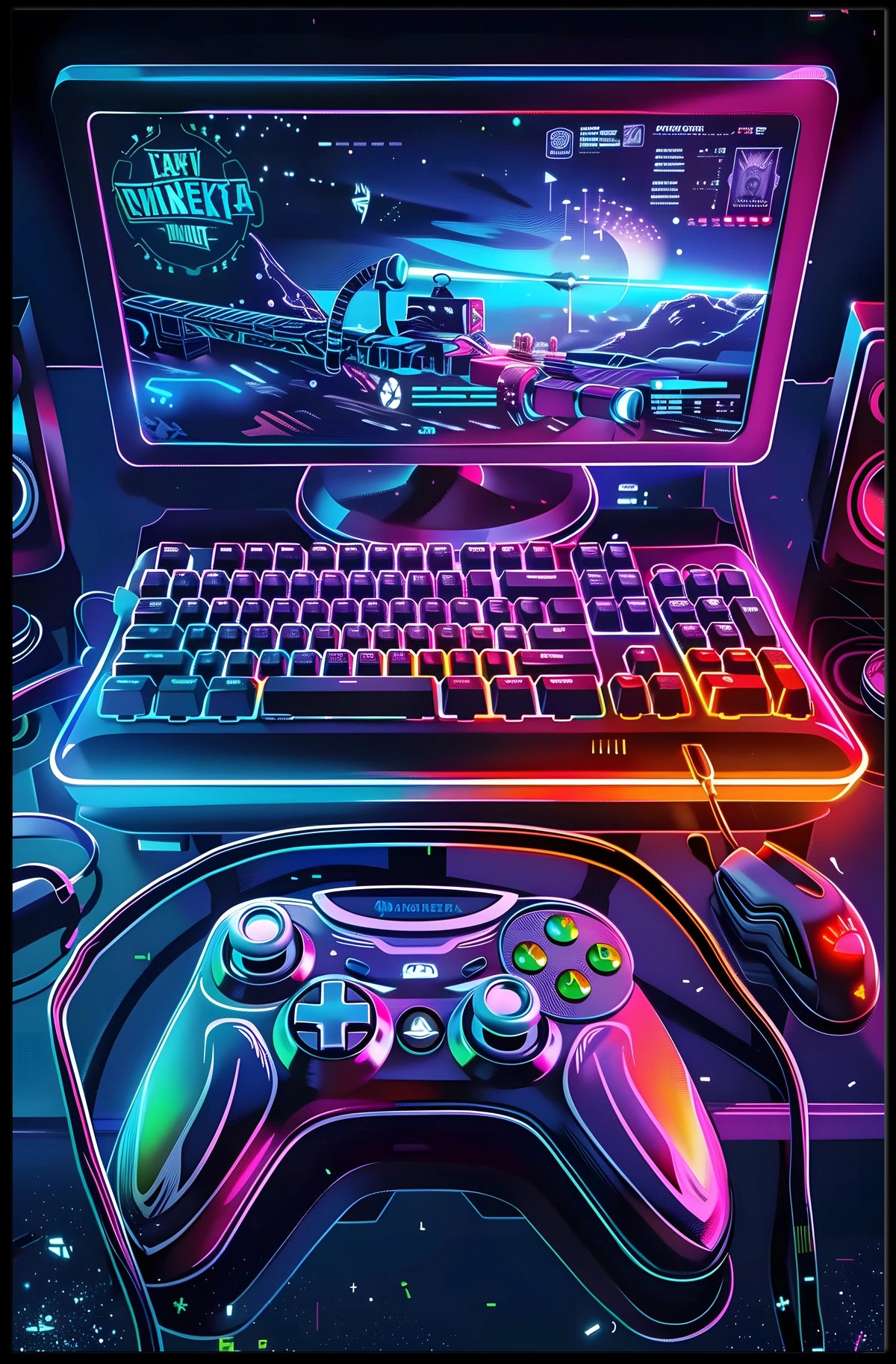 Neon Gaming Universe Poster