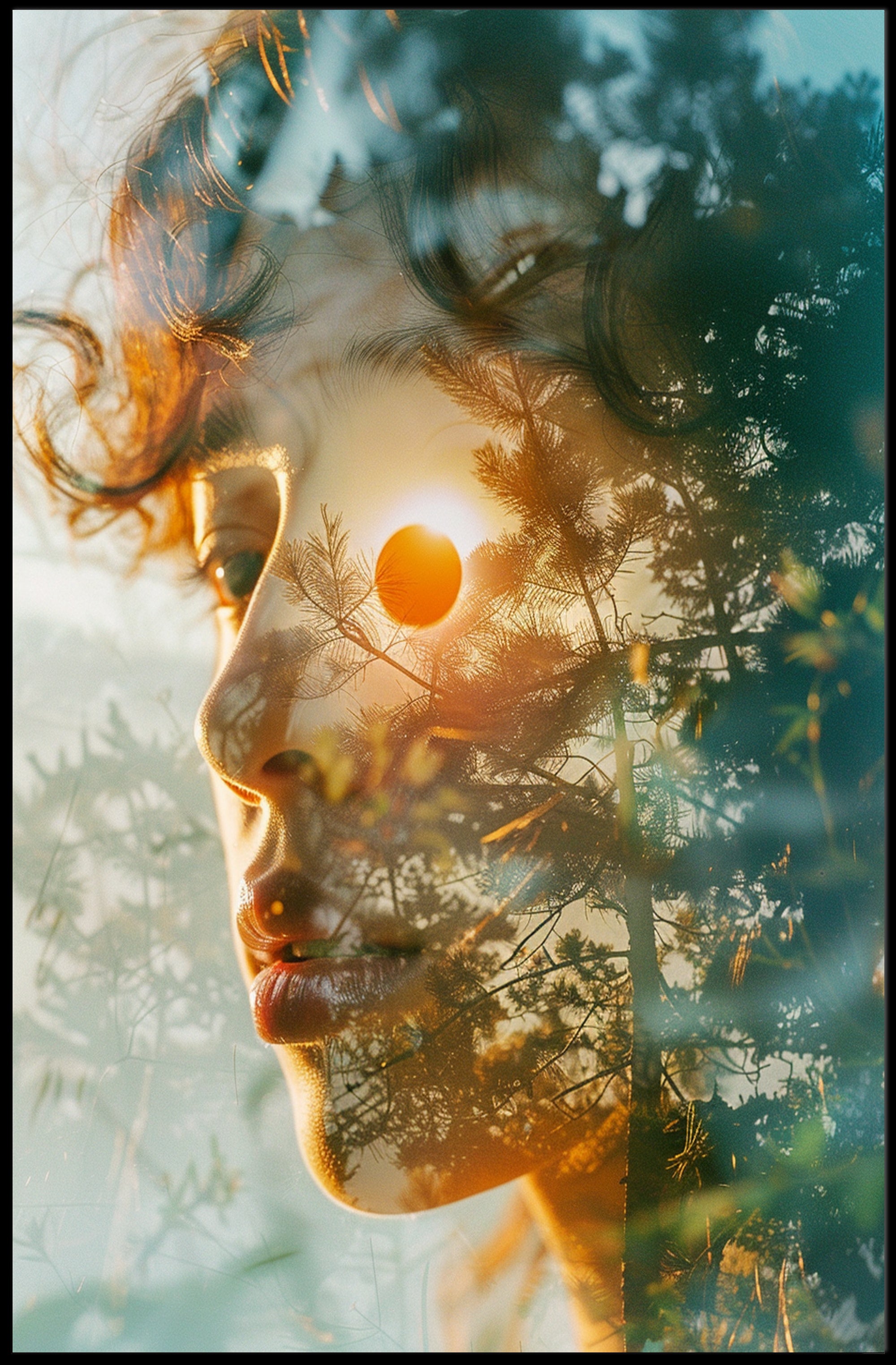 Dreamy Double Exposure Nature Harmony Poster PosterGoat