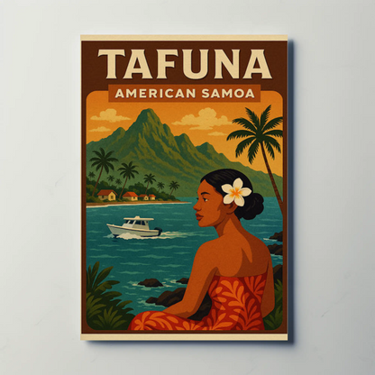 Tafuna American Samoa Woman Coastline Travel Poster