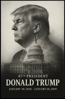 Trump Guardian Democracy Grayscale Portrait Capitol Dome American Flag Classical Art Poster