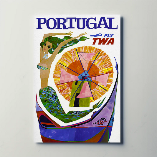 Fly TWA to Portugal Vintage Travel Poster