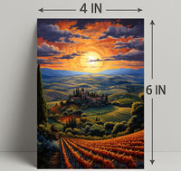 Sunset Over Tuscan Hills Poster