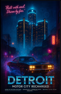 Detroit Motor City Recharged Wall Art Print PosterGoat