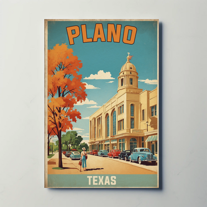Plano Texas Vintage Travel Poster Artwork