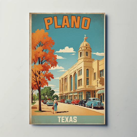 Plano Texas Vintage Travel Poster Artwork
