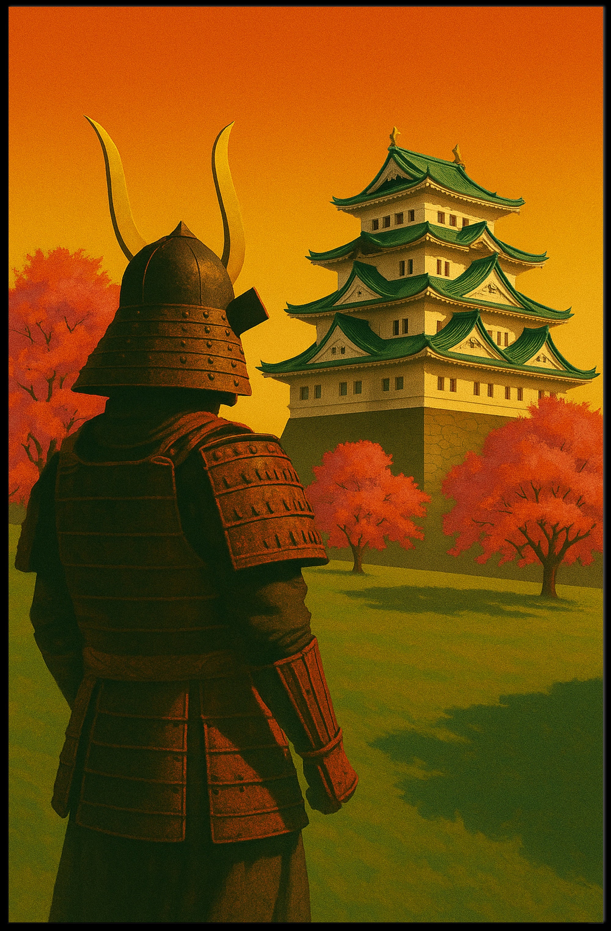 Samurai at Sunset Poster PosterGoat