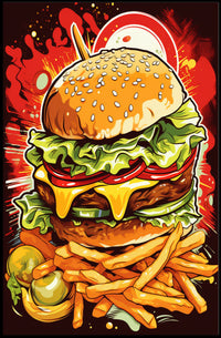 Burger Explosion Poster PosterGoat