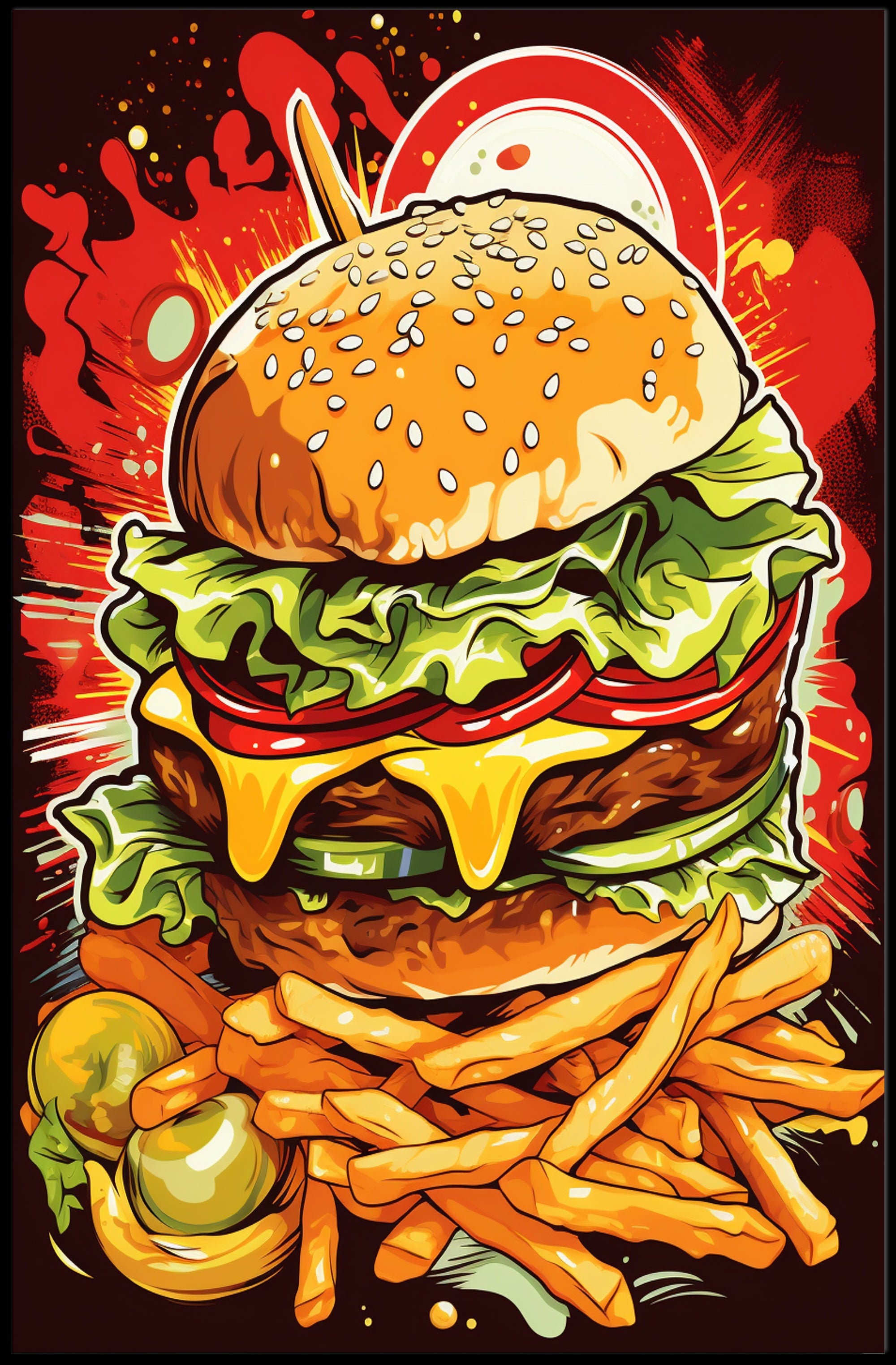 Burger Explosion Poster PosterGoat