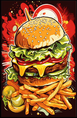 Burger Explosion Poster PosterGoat