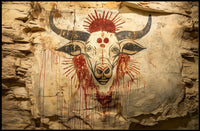Ancient Bull Cave Art Vintage Poster Print