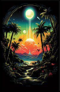 Surreal Cosmic Jungle Landscape Poster Art