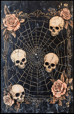 Dark Gothic Spider and Skulls Artistry - Artistic Poster