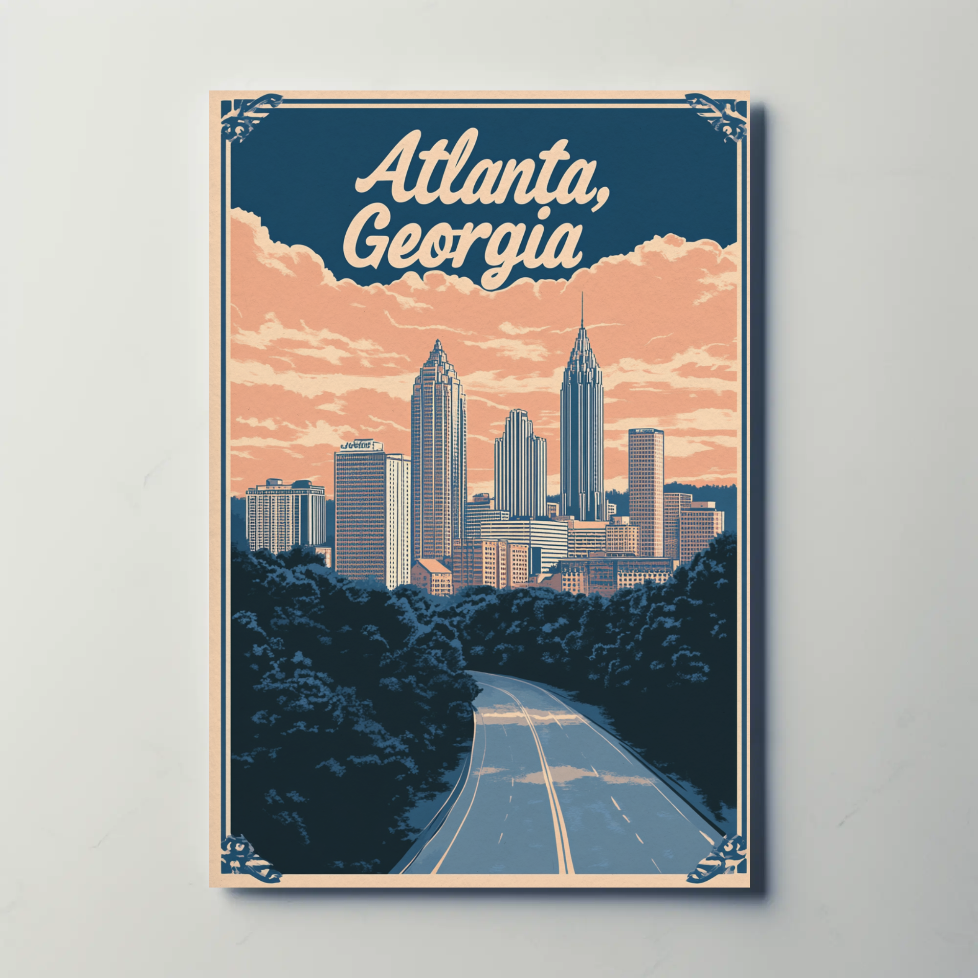 Vintage Travel Poster - Atlanta, Georgia Skyline