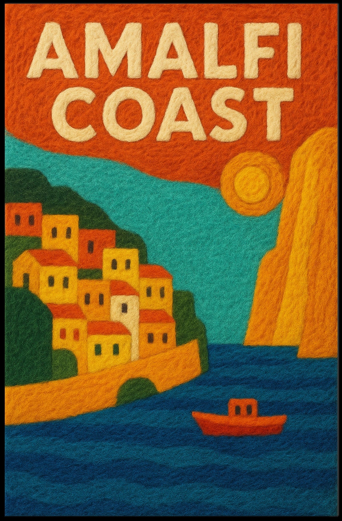 Amalfi Coast Poster Wall Art Scenic Travel Print Collectible