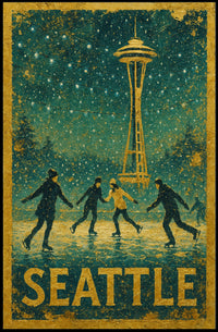 Winter Skating In Seattle Poster