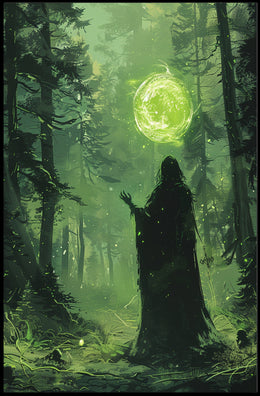 Mystical Forest Wizard Conjuring Fantasy or Mythology Poster PosterGoat