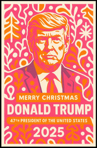 Vibrant Festive Portrait in Pink and Orange Pop Culture Poster