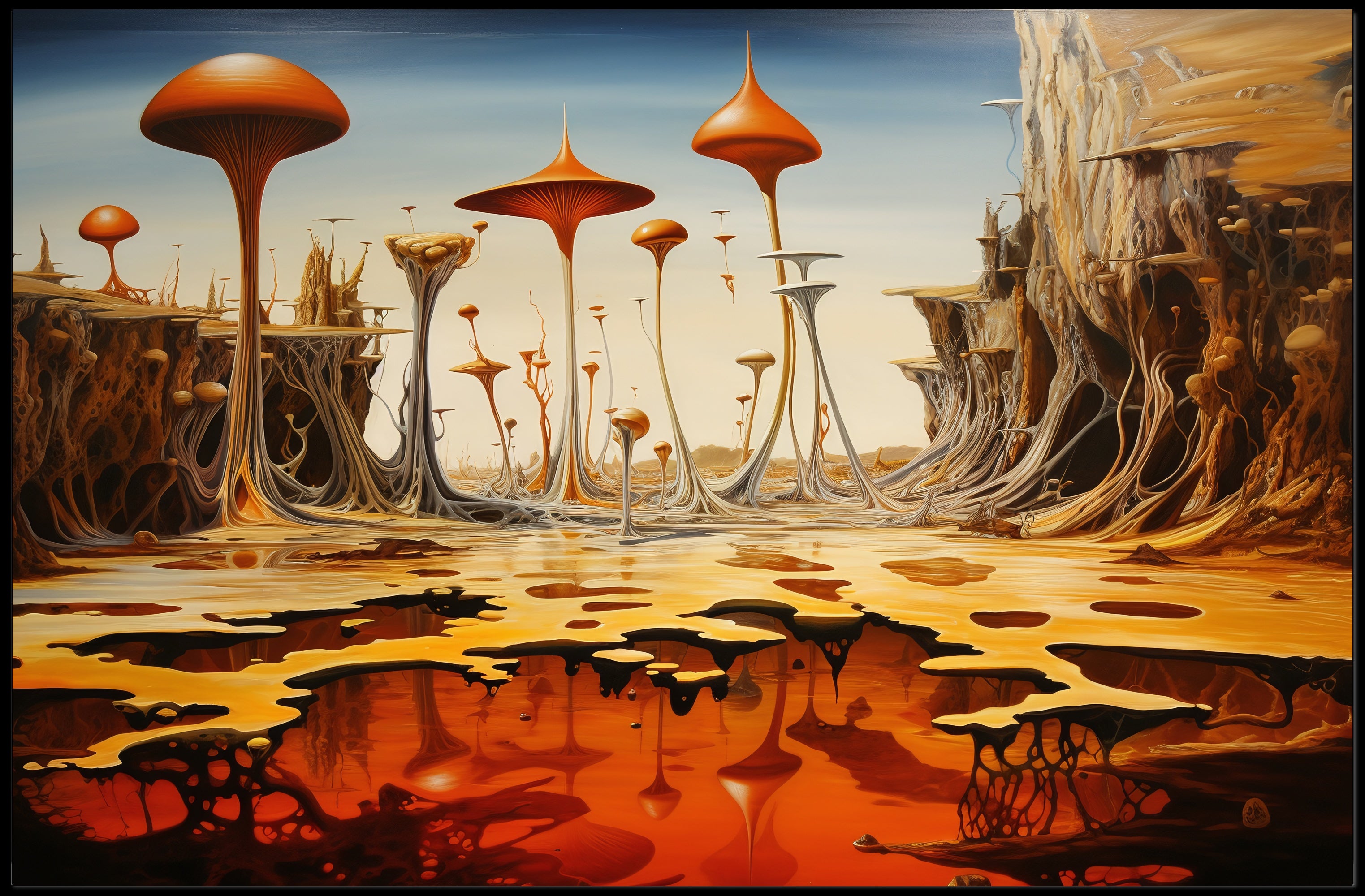 Alien World Mushroom Landscape Futuristic Sci-Fi Poster