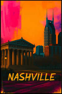 Nashville Pop Art Cityscape Poster