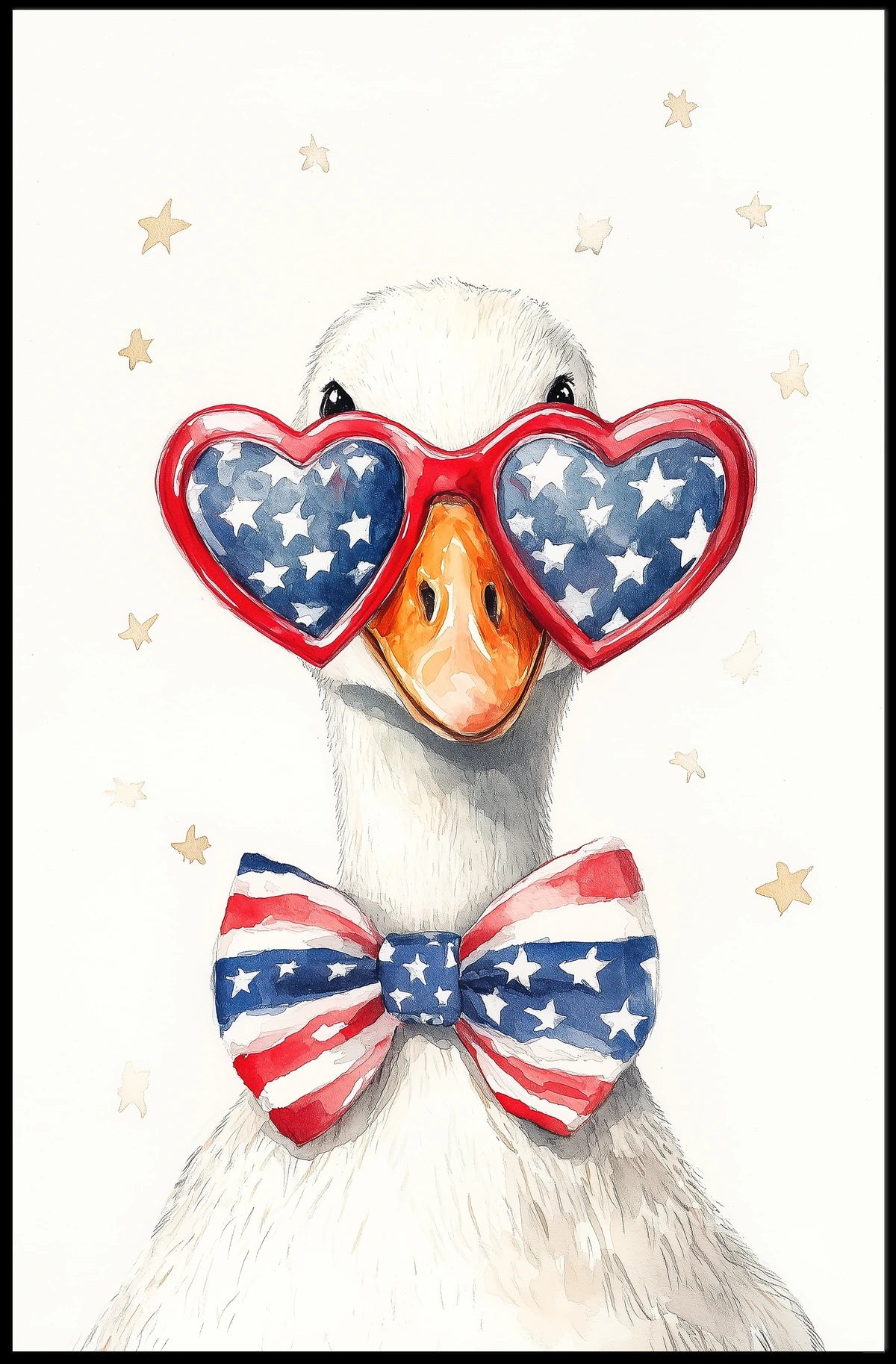 Goose With Oversized Sunglasses In American Flag Poster
