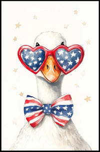 Goose With Oversized Sunglasses In American Flag Poster